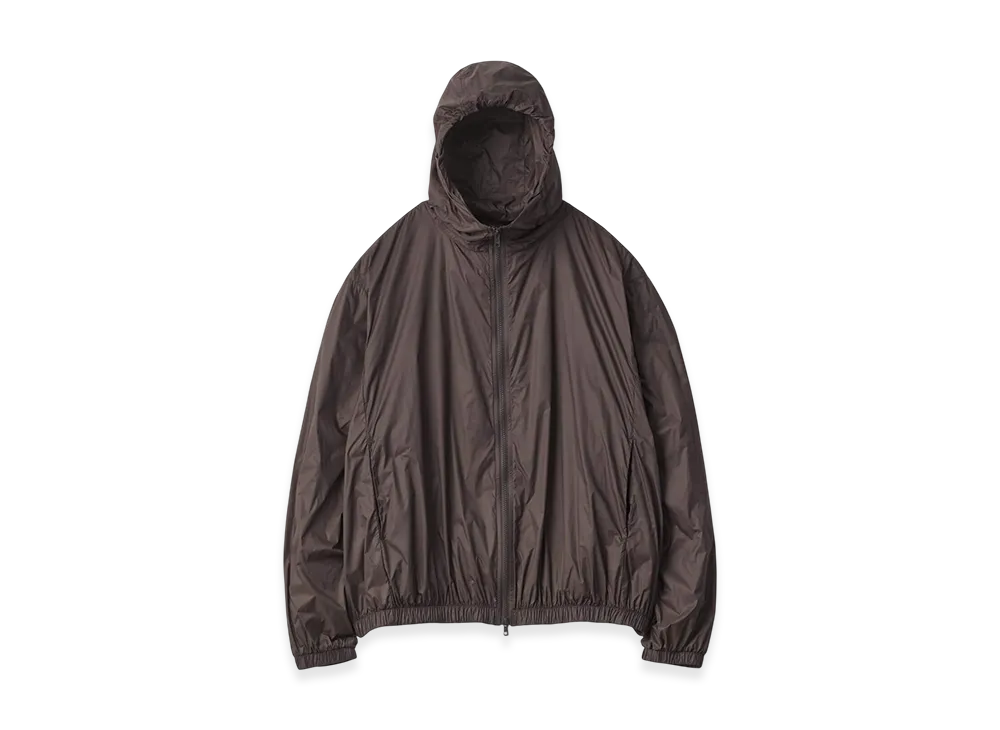 ssstein Extra Light Nylon Shirred Zip Hood Jacket "Dark Brown"
