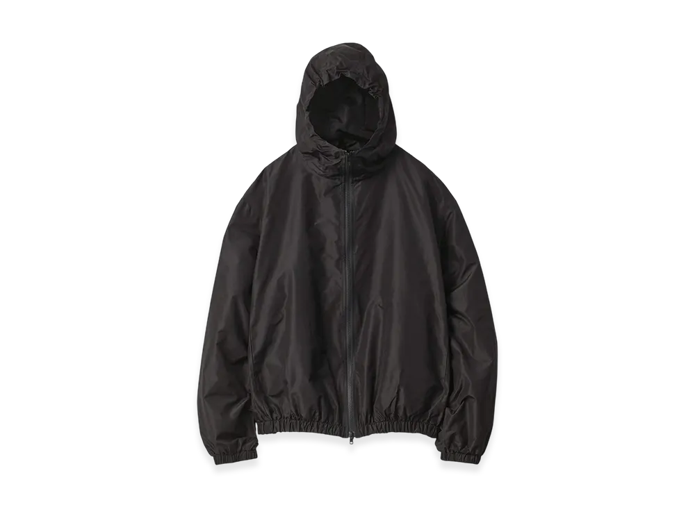 ssstein Pure Silk Tafta Shirred Zip Hood Jacket "Black"