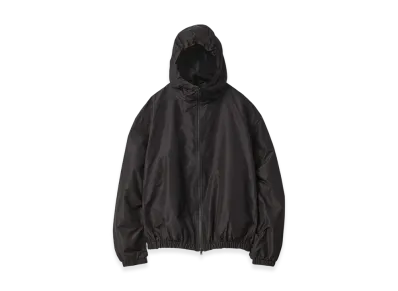 ssstein Pure Silk Tafta Shirred Zip Hood Jacket "Black"