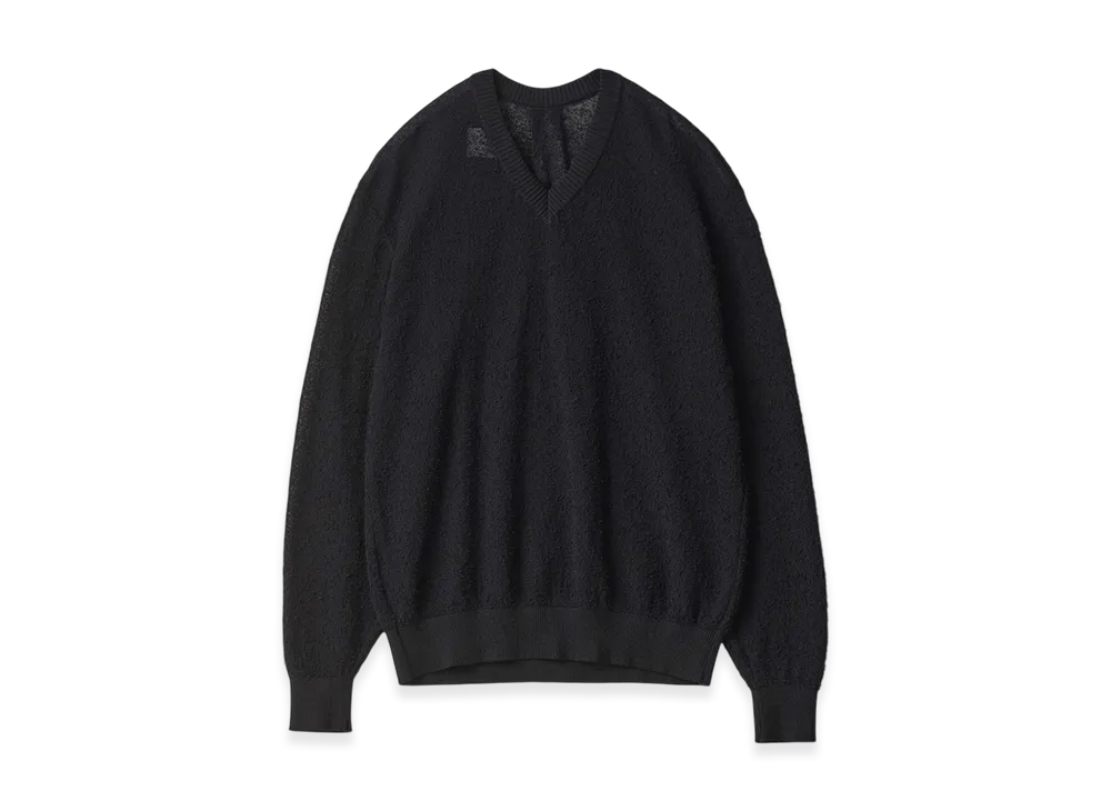 ssstein Sheer Light Knit V Neck LS "Black"
