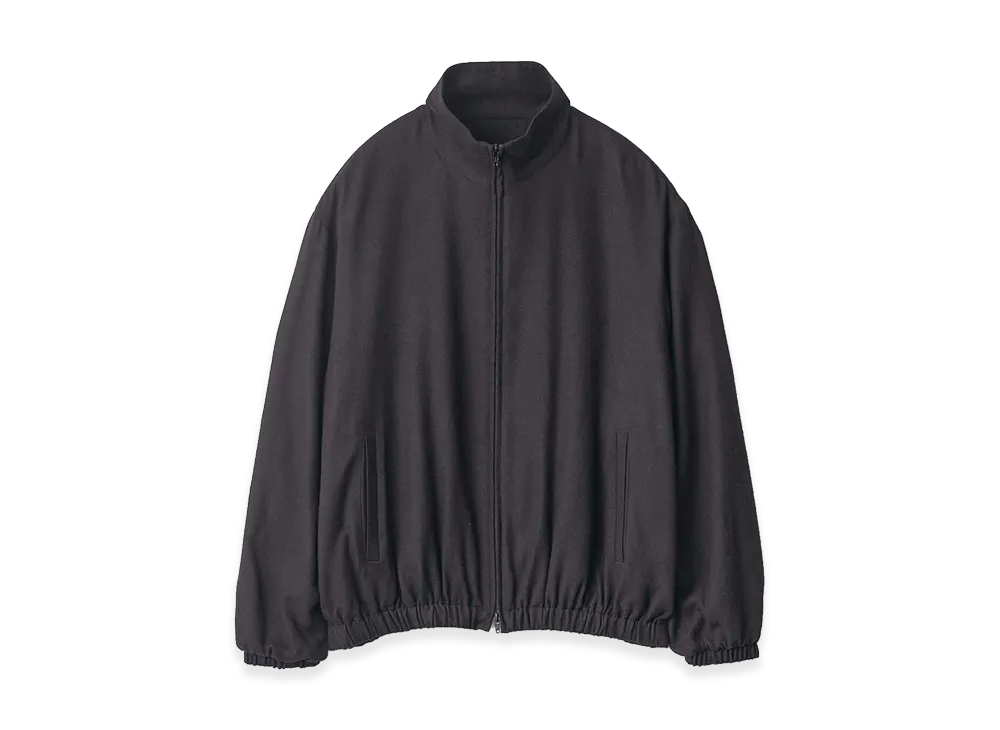 ssstein Rayon Silk Flannel Shirred Light Zip Jacket "Black"