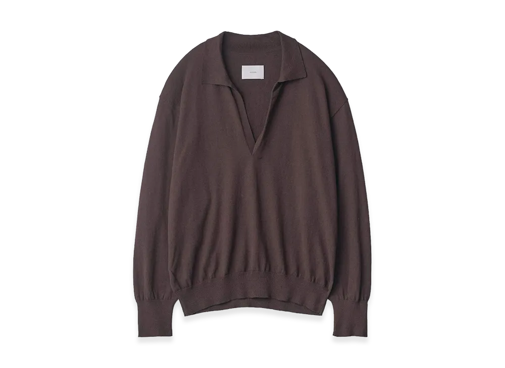ssstein Organic Cotton Knit Skipper Long Sleeve "Dark Brown"