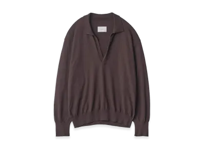 ssstein Organic Cotton Knit Skipper Long Sleeve "Dark Brown"