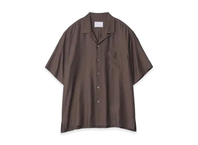 ssstein Cupro Twill Oversized Open Collar Short Sleeve Shirt "Dark Brown"