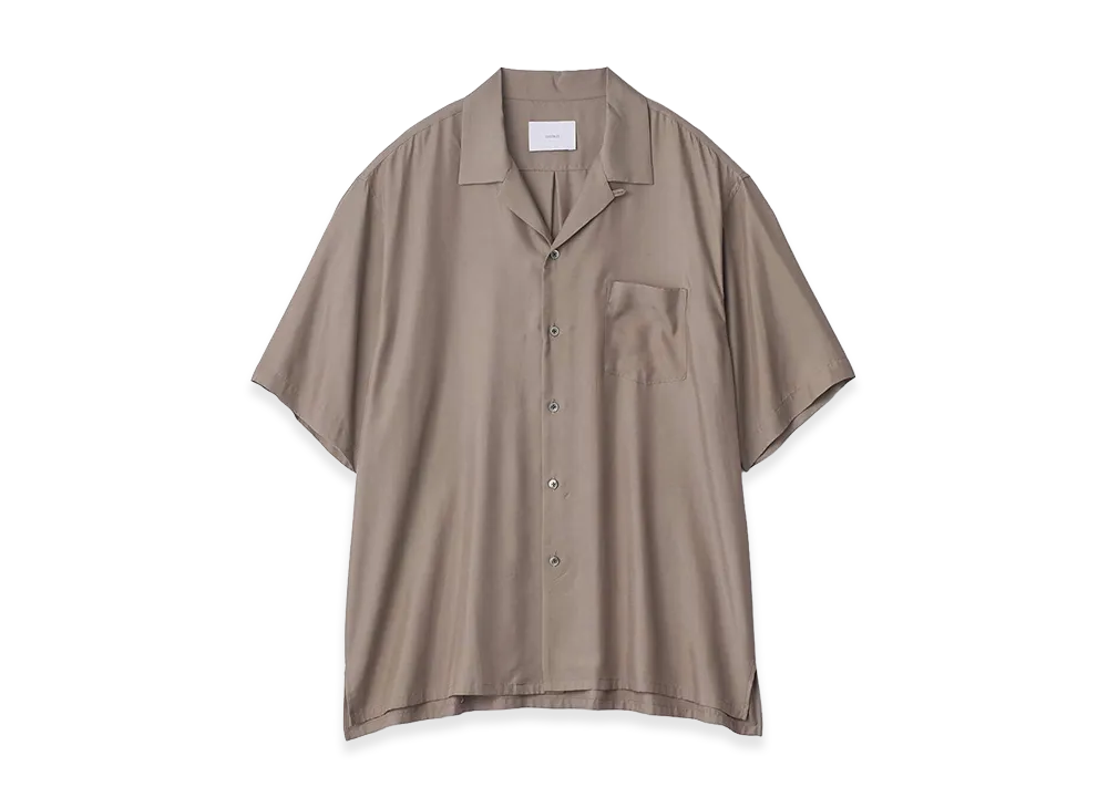 ssstein Cupro Twill Oversized Open Collar Short Sleeve Shirt "Taupe"