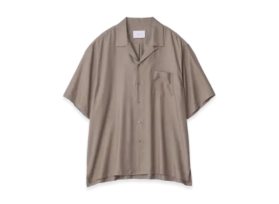 ssstein Cupro Twill Oversized Open Collar Short Sleeve Shirt "Taupe"