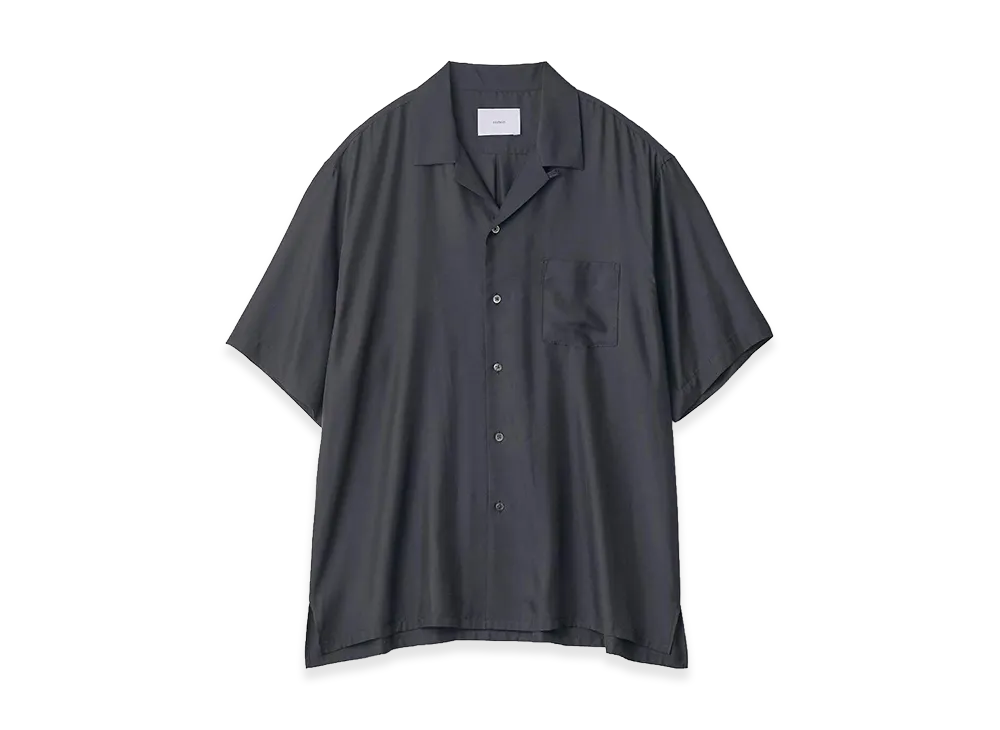 ssstein Cupro Twill Oversized Open Collar Short Sleeve Shirt "Black"