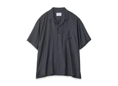 ssstein Cupro Twill Oversized Open Collar Short Sleeve Shirt "Black"