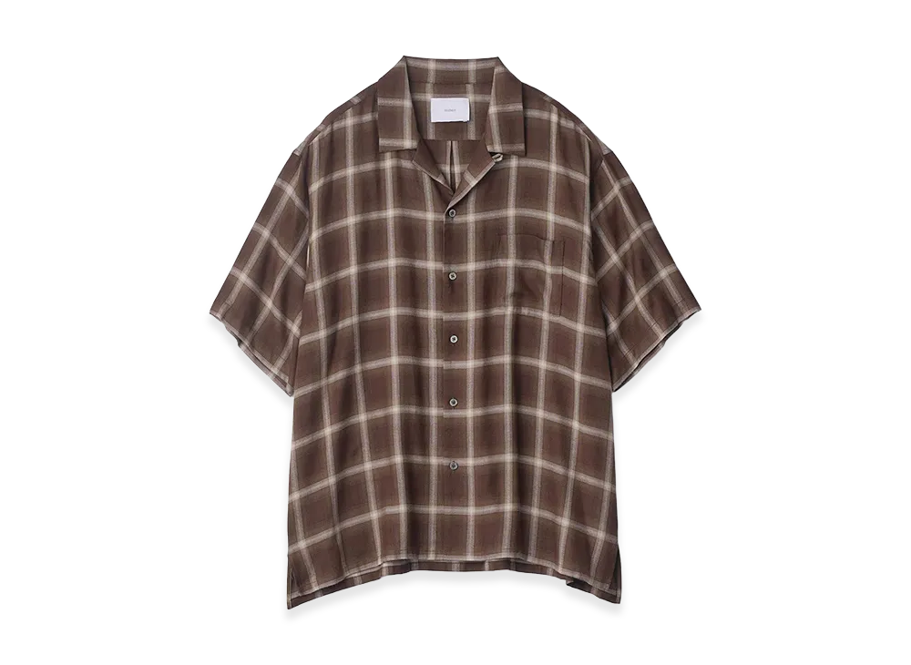 ssstein LY/VIS Check Oversized Open Collar Short Sleeve Shirt "Brown Ombre"
