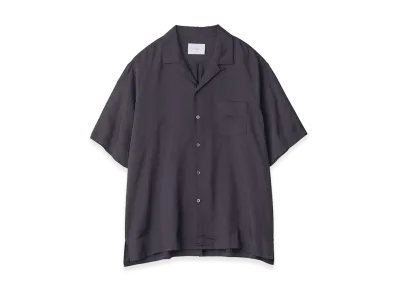 ssstein Silk Cupro Twill Open Collar Short Sleeve Shirt "Dark Navy"