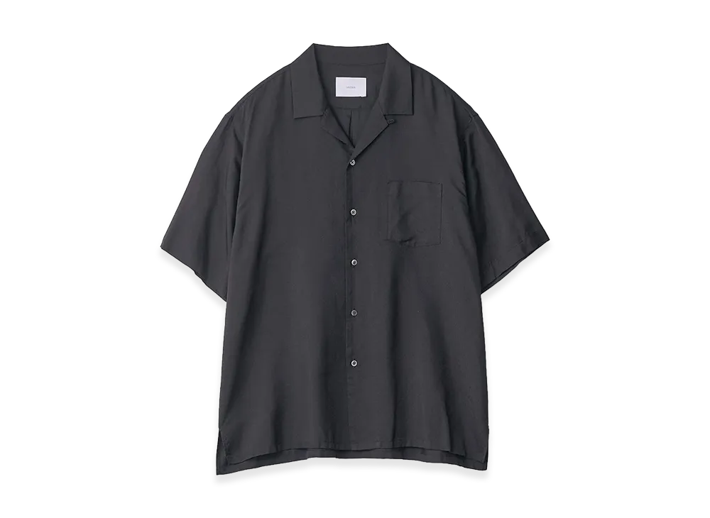 ssstein Silk Cupro Twill Open Collar Short Sleeve Shirt "Black"
