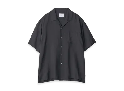 ssstein Silk Cupro Twill Open Collar Short Sleeve Shirt "Black"