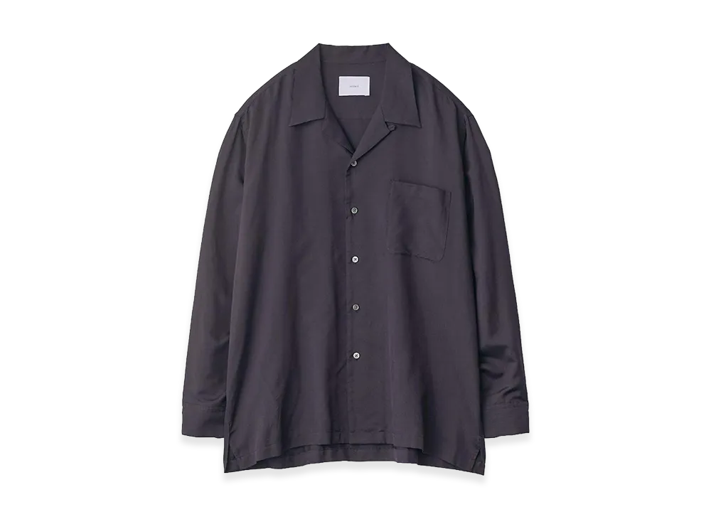 ssstein Silk Cupro Twill Open Collar Shirt "Dark Navy"