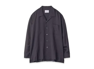 ssstein Silk Cupro Twill Open Collar Shirt "Dark Navy"