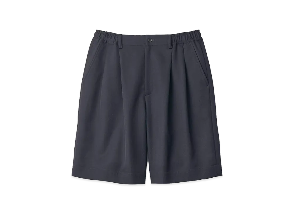 ssstein Wool Kersey Wide Easy Short Trousers "Dark Navy"