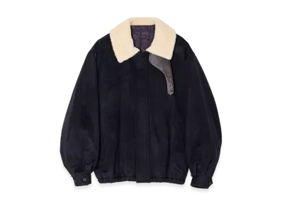 ssstein Mouton Collar Wool Cashmere Padded Jacket "Dark Navy"
