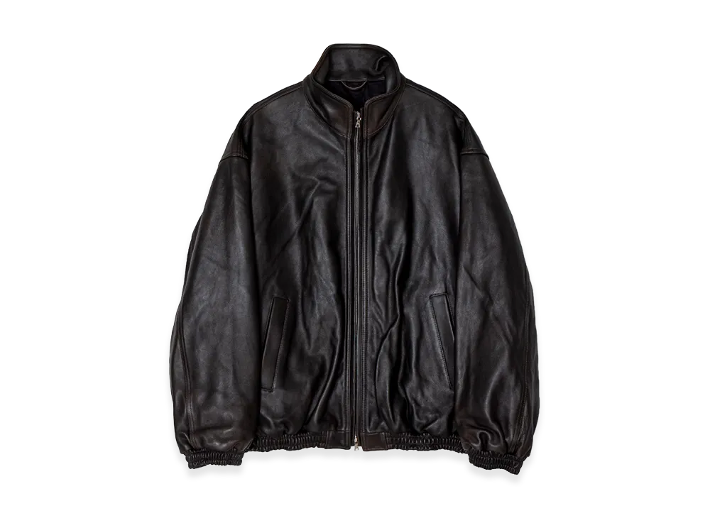 ssstein Sheep Leather Stand Collar Jacket "Vintage Black"