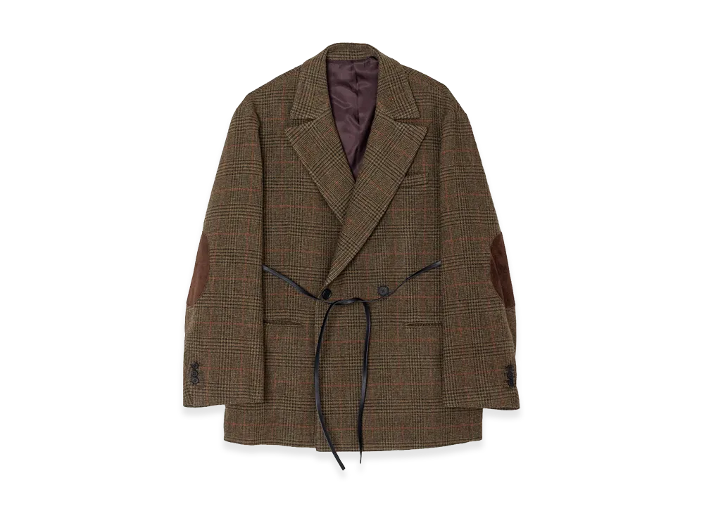 ssstein British Tweed Oversized Peak Lapel Jacket "Tweed Check"