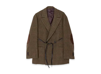 ssstein British Tweed Oversized Peak Lapel Jacket "Tweed Check"
