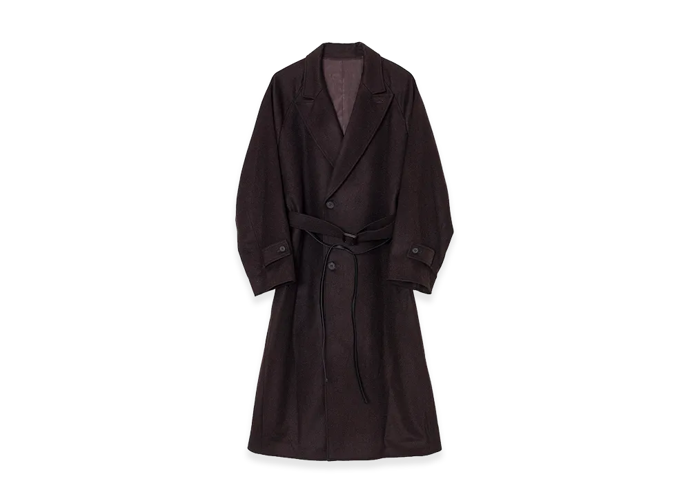 ssstein Wool Cashmere Oversized Peak Lapel Chester Coat "Dark Brown"