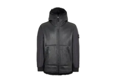 Stone Island 00197 SHEEPSKIN + NYLON RASO QUILTED WITH PRIMALOFT INSULATION TECHNOLOGY_REVERSIBLE PIECE "Black"
