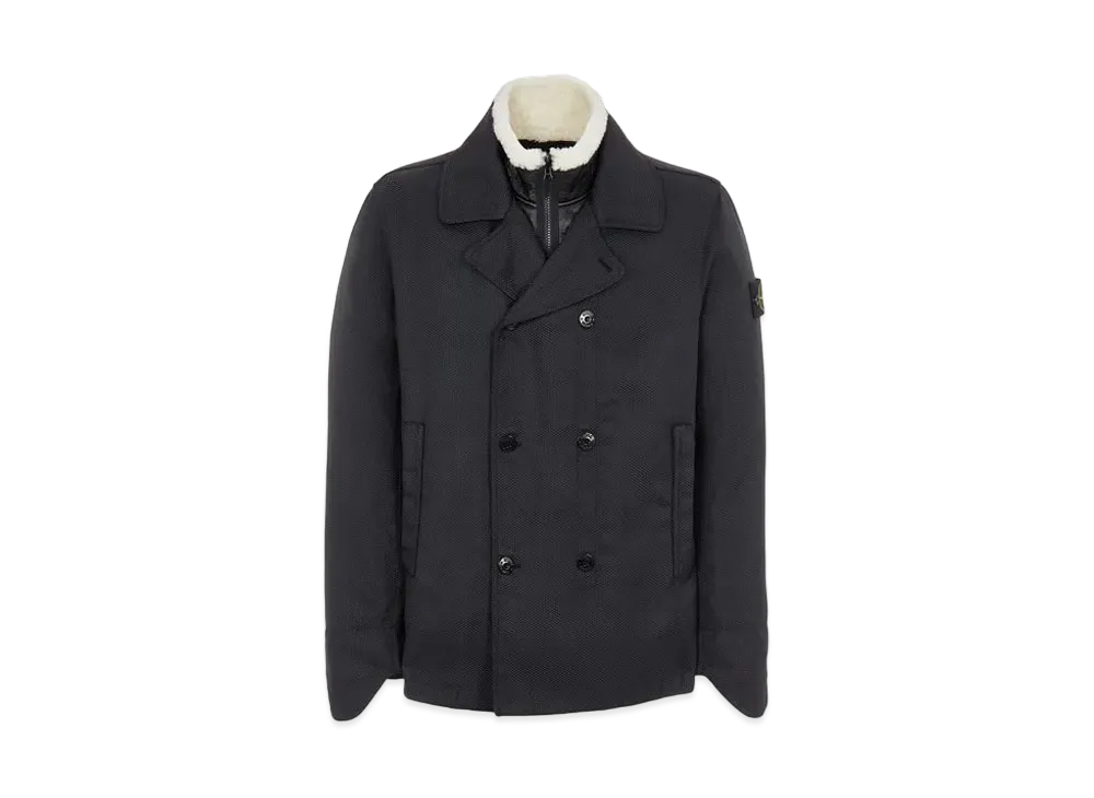 Stone Island 40524 MODIFIED PANAMA 6/3 HT NYLON + LEATHER WITH DETACHABLE SHEEPSKIN/DOWN LINING "Black"