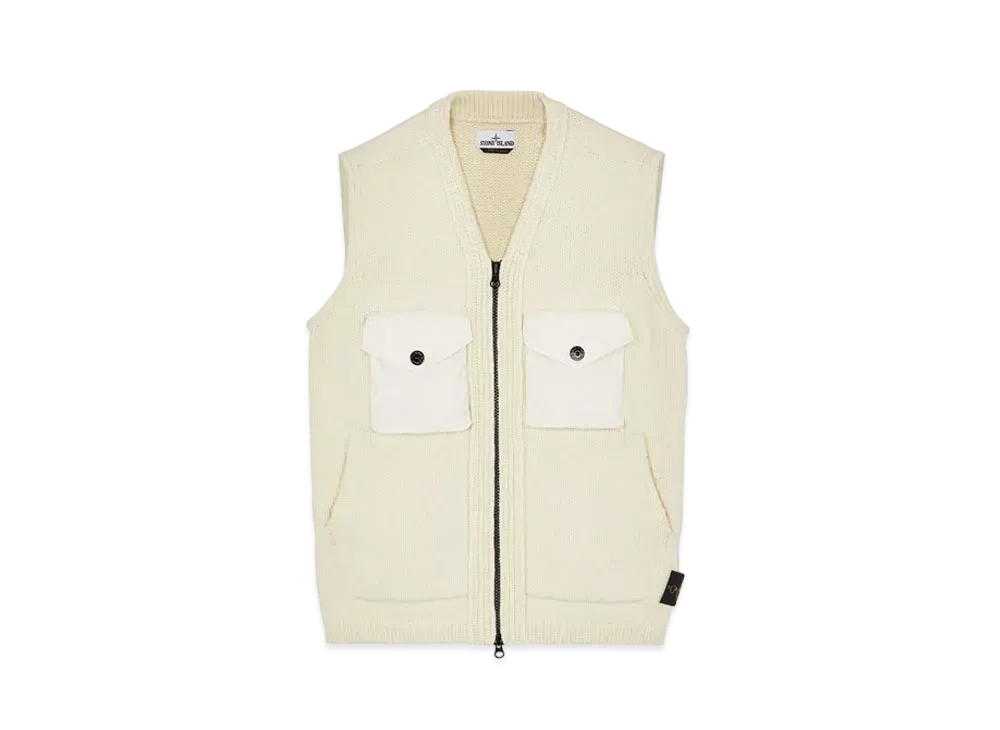 Stone Island 563A6 LAMBSWOOL WITH FABRIC DETAILS "Natural White"