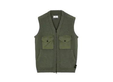 Stone Island 563A6 LAMBSWOOL WITH FABRIC DETAILS "Sage Green"