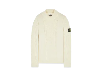 Stone Island 569D4 LAMBSWOOL WITH ARAN MOTIF "Natural White"