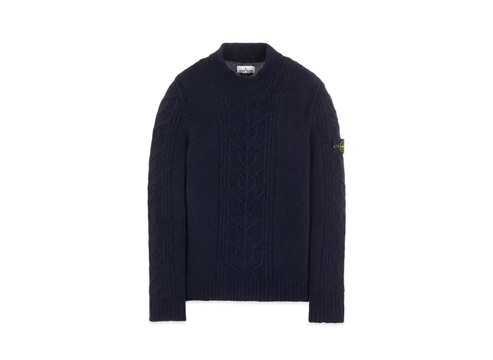 Stone Island 569D4 LAMBSWOOL WITH ARAN MOTIF "Blue"