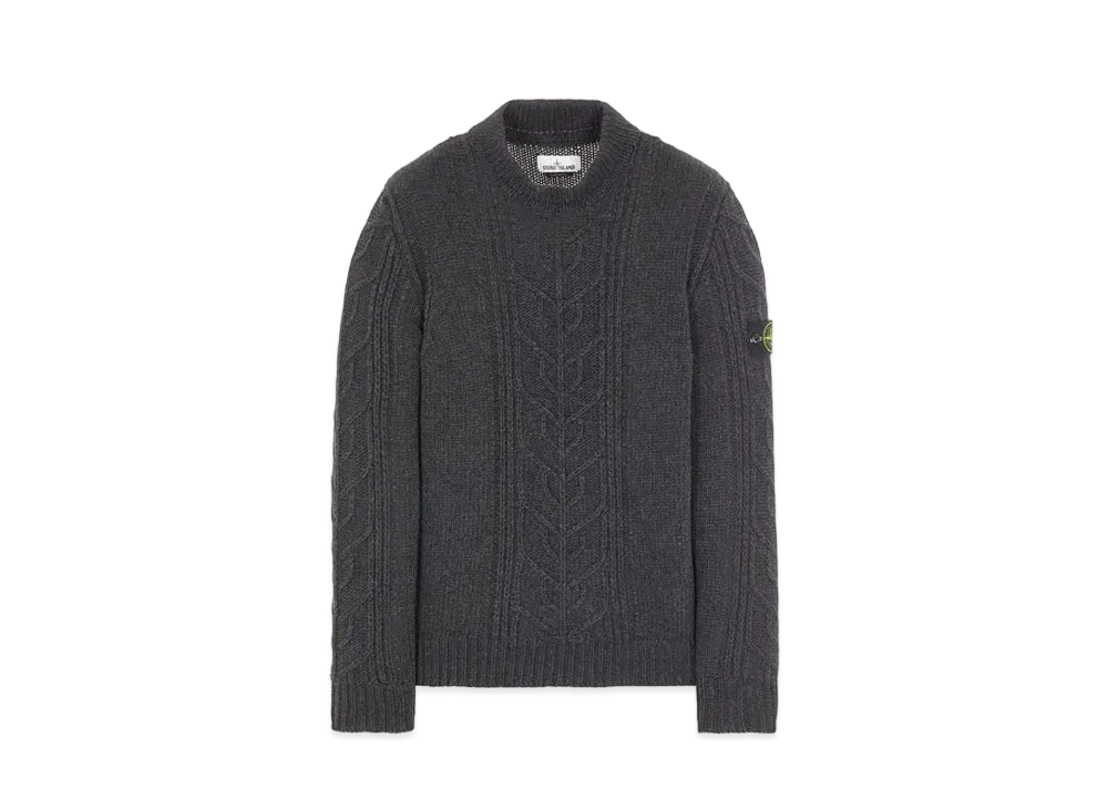 Stone Island 569D4 LAMBSWOOL WITH ARAN MOTIF "Steal Grey"