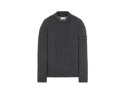 Stone Island 569D4 LAMBSWOOL WITH ARAN MOTIF "Steal Grey"