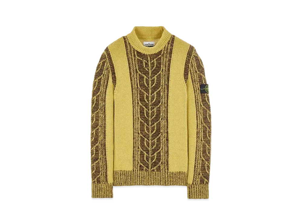 Stone Island 569D4 LAMBSWOOL WITH ARAN MOTIF "Dark Beige"