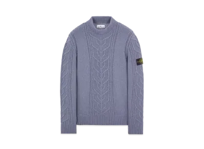 Stone Island 569D4 LAMBSWOOL WITH ARAN MOTIF "Pastel Blue"
