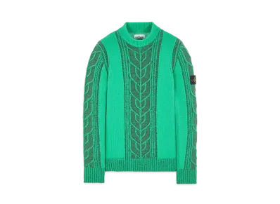 Stone Island 569D4 LAMBSWOOL WITH ARAN MOTIF "Green"