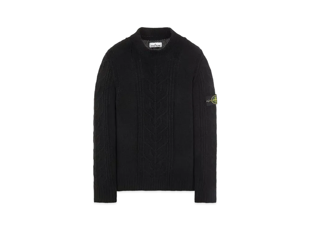 Stone Island 569D4 LAMBSWOOL WITH ARAN MOTIF "Black"