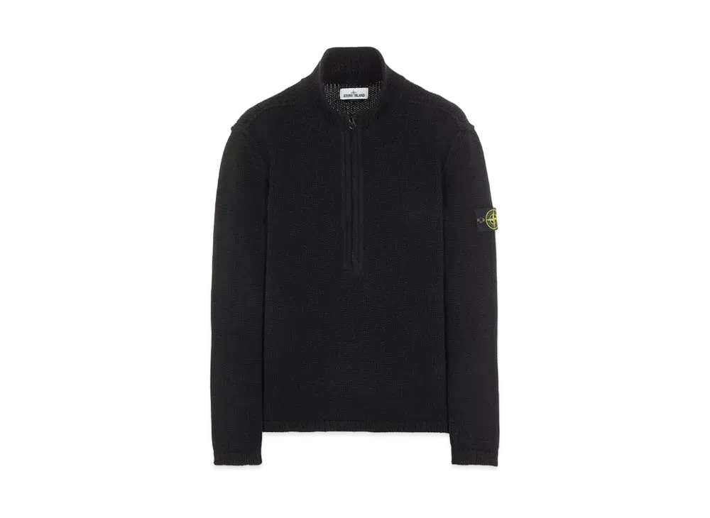 Stone Island 534A6 LAMBSWOOL WITH FABRIC DETAILS "Black"