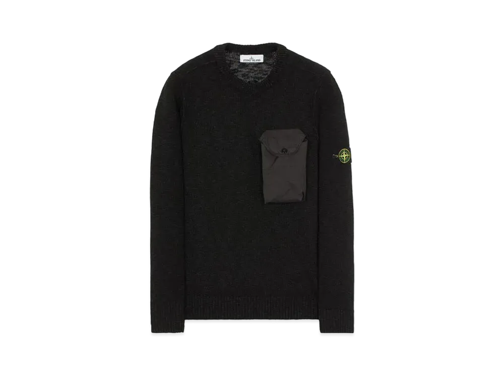 Stone Island 532D3 COTTON WOOL MELANGE + FABRIC POCKET "Black"