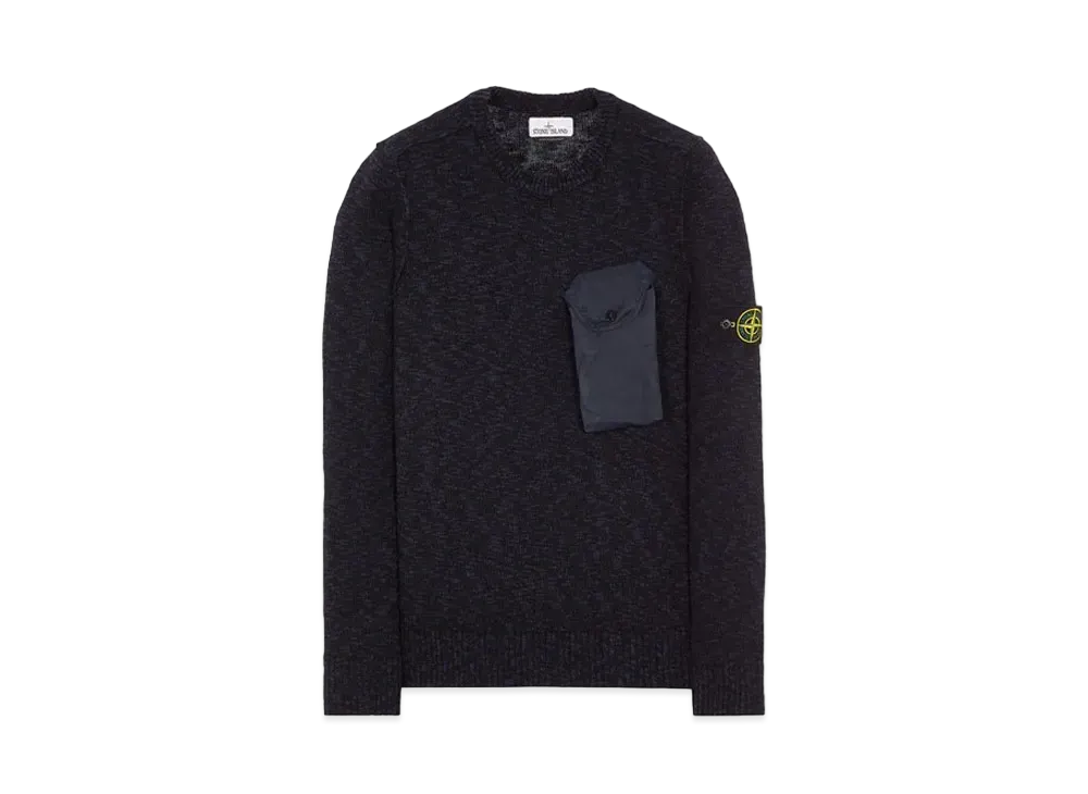 Stone Island 532D3 COTTON WOOL MELANGE + FABRIC POCKET "Blue"