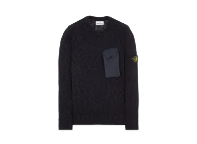 Stone Island 532D3 COTTON WOOL MELANGE + FABRIC POCKET "Blue"