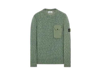Stone Island 532D3 COTTON WOOL MELANGE + FABRIC POCKET "Sage Green"