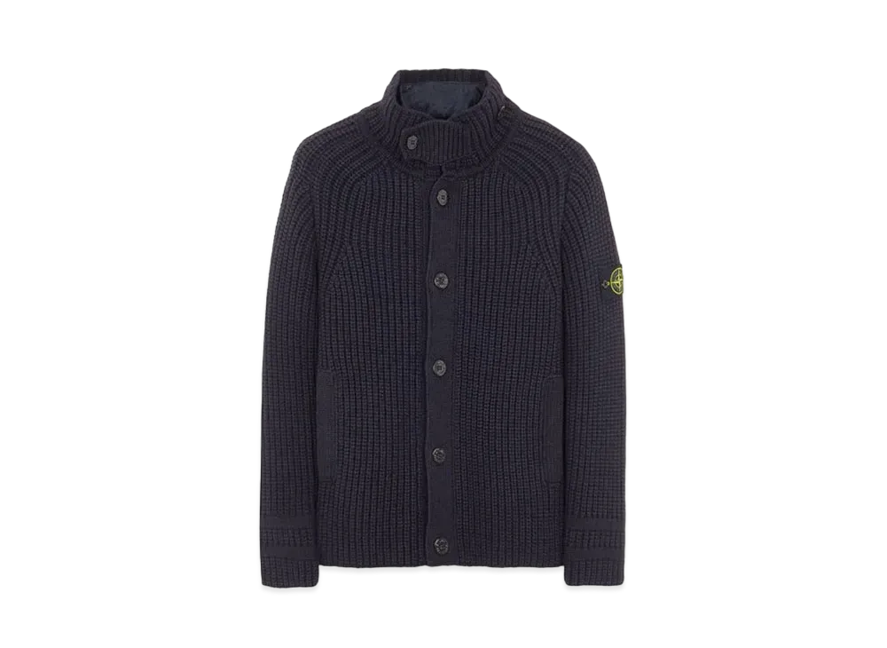 Stone Island 533A9 WOOL-SILK CHAIN YARN WITH DETACHABLE LINING "Blue"