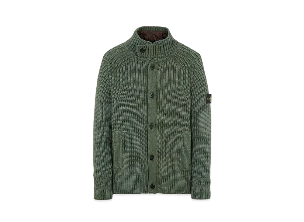 Stone Island 533A9 WOOL-SILK CHAIN YARN WITH DETACHABLE LINING "Sage Green"