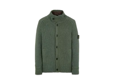 Stone Island 533A9 WOOL-SILK CHAIN YARN WITH DETACHABLE LINING "Sage Green"
