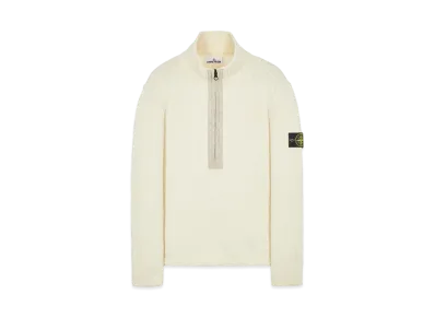 Stone Island 534A6 LAMBSWOOL WITH FABRIC DETAILS "Natural White"
