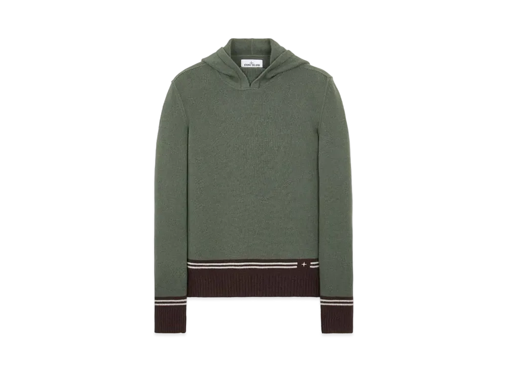 Stone Island 568B8 LAMBSWOOL WITH STRIPED MOTIF AND EMBROIDERY "Sage Green"