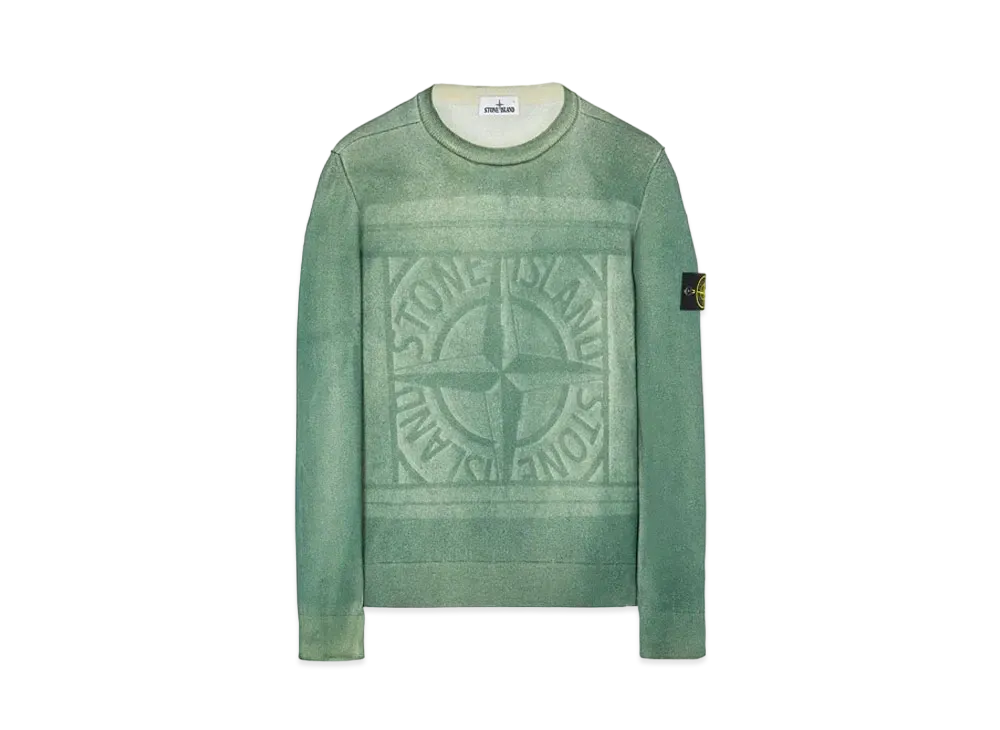 Stone Island 570A8 PURE WOOL_FAST DYE + HAND MADE AIRBRUSH + LASER PRINT: REVERSIBLE "Sage Green"