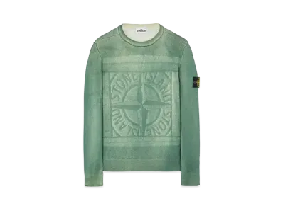 Stone Island 570A8 PURE WOOL_FAST DYE + HAND MADE AIRBRUSH + LASER PRINT: REVERSIBLE "Sage Green"