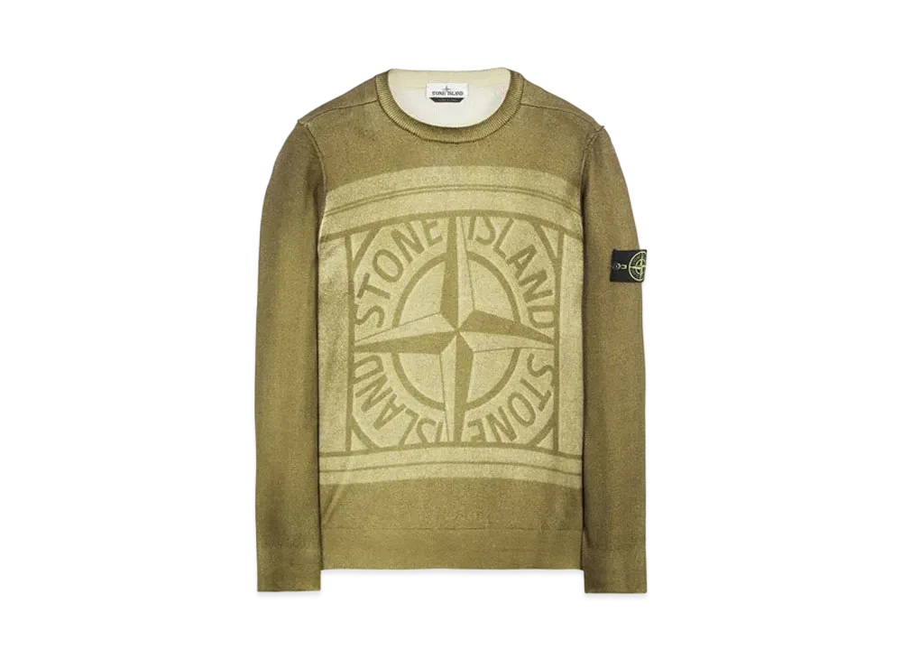 Stone Island 570A8 PURE WOOL_FAST DYE + HAND MADE AIRBRUSH + LASER PRINT: REVERSIBLE "Dark Green"
