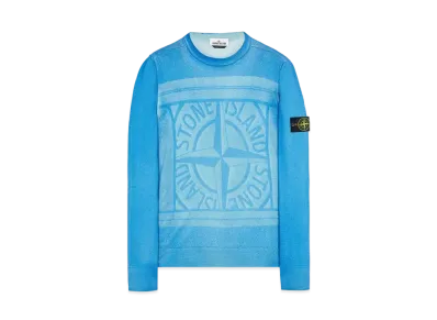 Stone Island 570A8 PURE WOOL_FAST DYE + HAND MADE AIRBRUSH + LASER PRINT: REVERSIBLE "Ultramarine Blue"